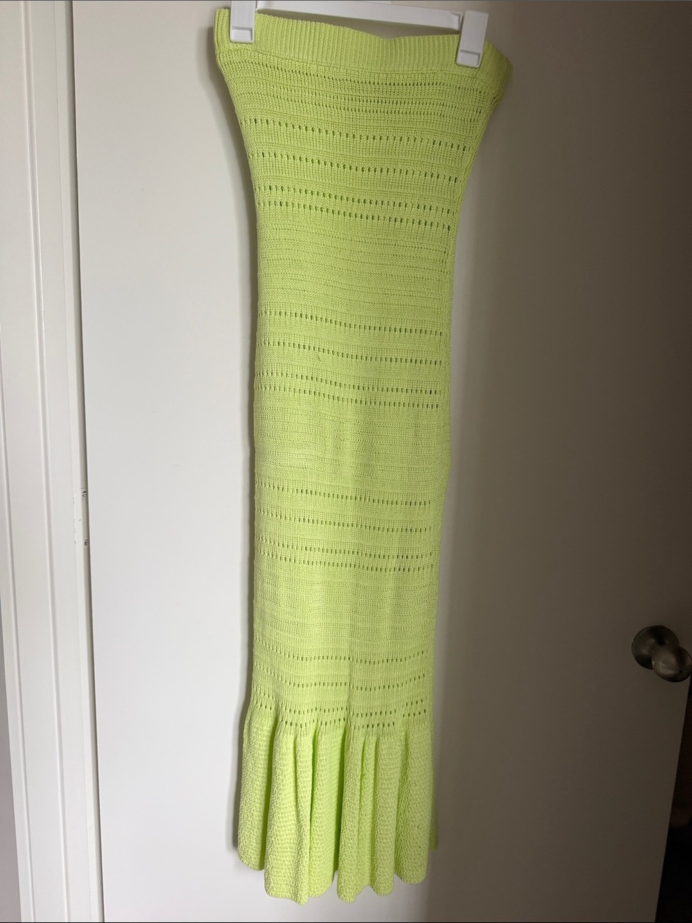 Lulu’s Strapless Knit Maxi Dress in Neon Lime